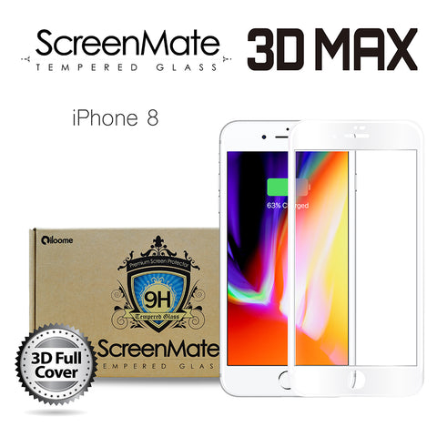 iPhone 8 ScreenMate 3D Max Full Cover Tempered Glass - White