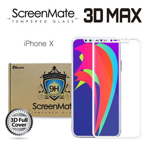 iPhone X ScreenMate 3D Max Full Cover Tempered Glass - White