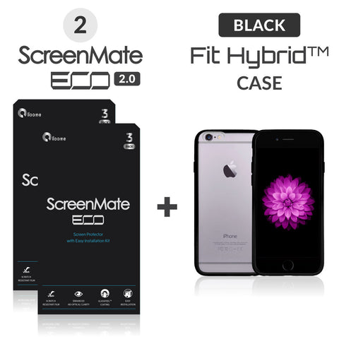 [BUNDLE] 2 iPhone 6/6s Plus ECO 2.0 Screen Protector + Black Case