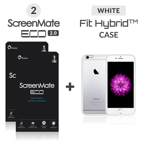 [BUNDLE] 2 iPhone 6/6s Plus ECO 2.0 Screen Protector + White Case