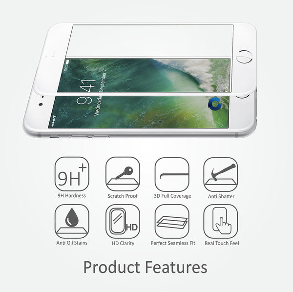 iPhone 6/6S Plus ScreenMate 3D Max Full Cover Tempered Glass - White